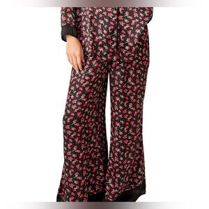 Free People Dreamy Days Satin Floral Pajama Pants Medium